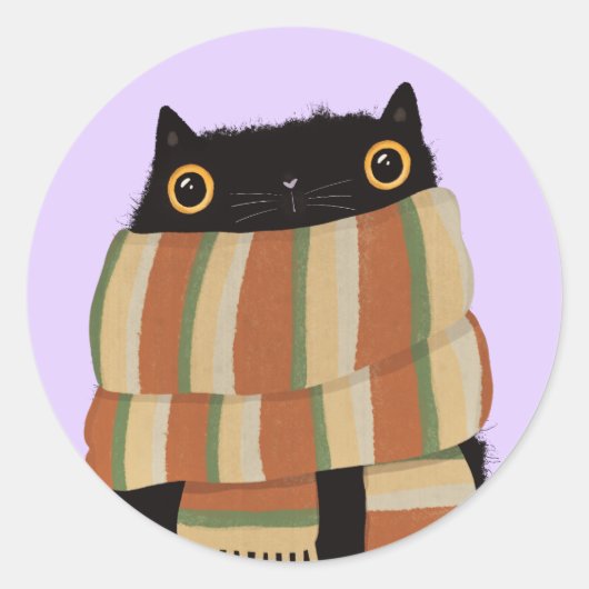 Black Cat Fall Saison Happy Halloween Runder Aufkleber (Vorderseite)