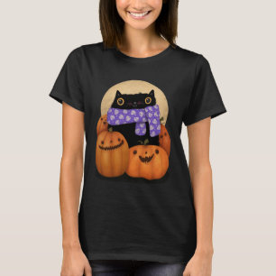 Black Cat Fall Saison Happy Halloween T-Shirt