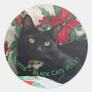 Black Cat Feiertagsaufkleber Runder Aufkleber