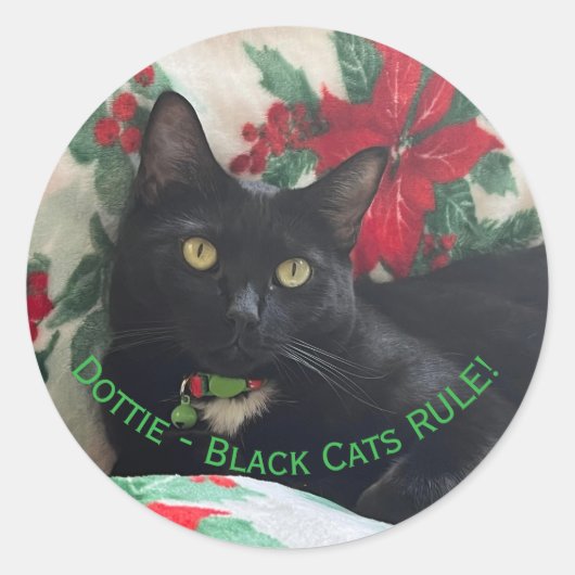 Black Cat Feiertagsaufkleber Runder Aufkleber (Vorderseite)