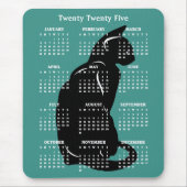 Black Cat Feline Design 2025 Calendar Mousepad (Vorne)