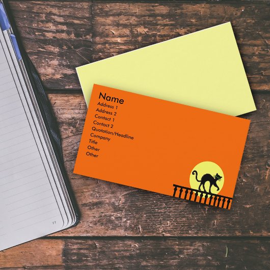 Black Cat Fence Moon Visitenkarte