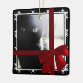 Black Cat First Christmas Pet Foto Rahmen Red Bow Keramikornament (Links)