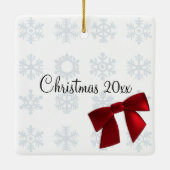 Black Cat First Christmas Pet Foto Rahmen Red Bow Keramikornament (Rückseite)