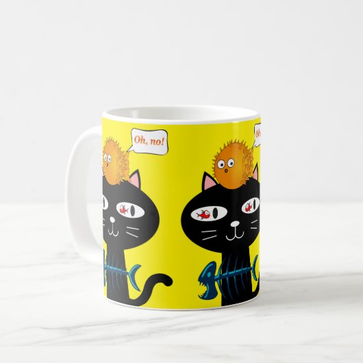 Black Cat Fishbones Gelbe Tasse (Vorderseite Links)