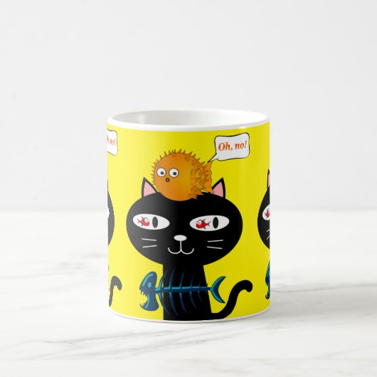 Black Cat Fishbones Gelbe Tasse (Mittel)