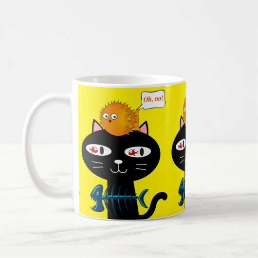 Black Cat Fishbones Gelbe Tasse (Links)