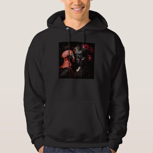 Black Cat Flamingo War Hoodie (Vorderseite)