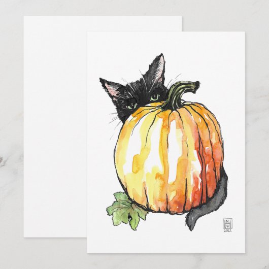 Black Cat Flat Dankeschön Karte (Vorne/Hinten)