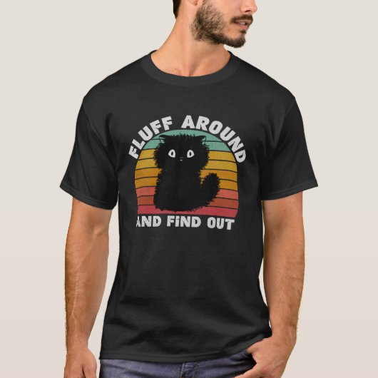 Black Cat Fluff umher und finden Sie heraus, Kinde T-Shirt (Vorderseite)