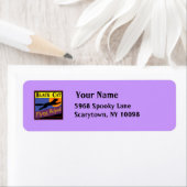 Black Cat Flying School Custom Halloween Labels (Insitu)