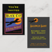 Black Cat Flying School Einladung Business Card (Vorne/Hinten)