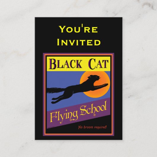 Black Cat Flying School Einladung Business Card (Vorderseite)