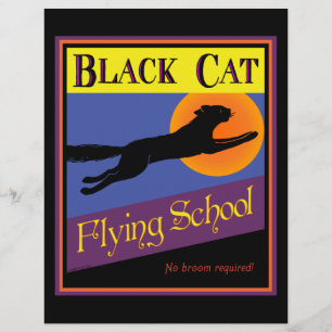 Black Cat Flying School Halloween-Flugblatt Flyer