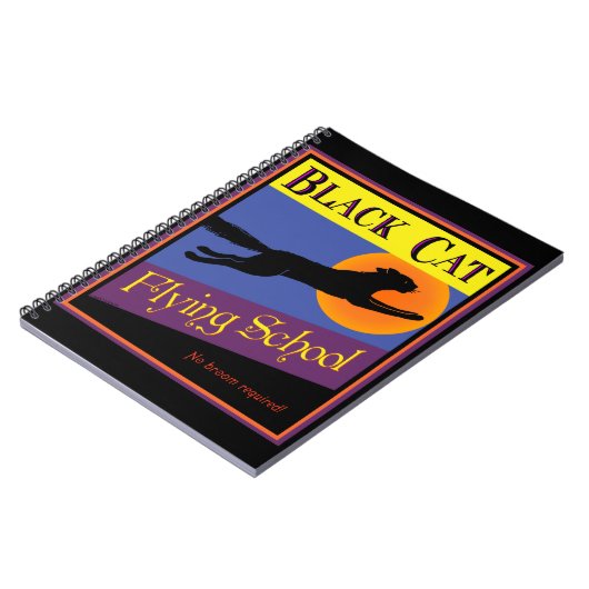 Black Cat Flying School Notebook Notizblock (Linke Seite)