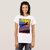 Black Cat Flying School Retro Halloween-T - Shirt (Vorne ganz)