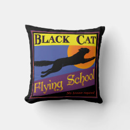 Black Cat Flying School Retro-Kissen Kissen