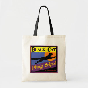 Black Cat Flying School Vintages Halloween Totbeut Tragetasche