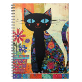 Black Cat Folk Art Notizblock (Vorderseite)