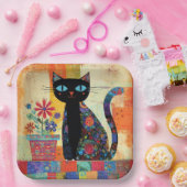Black Cat Folk Art Pappteller (Party)