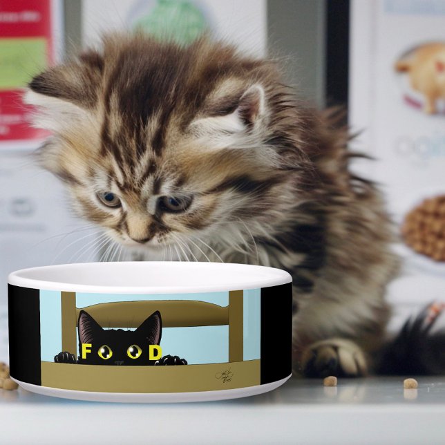 Black Cat Food Funny Hungry Kitty Humor Napf (Von Creator hochgeladen)