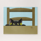Black Cat Food Funny Hungry Kitty Humor Puzzle (Horizontal)