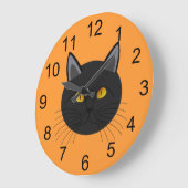 Black Cat for Halloween Wall Clock Große Wanduhr (Winkel)