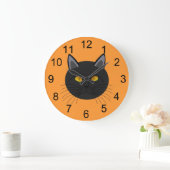 Black Cat for Halloween Wall Clock Große Wanduhr (Zuhause)