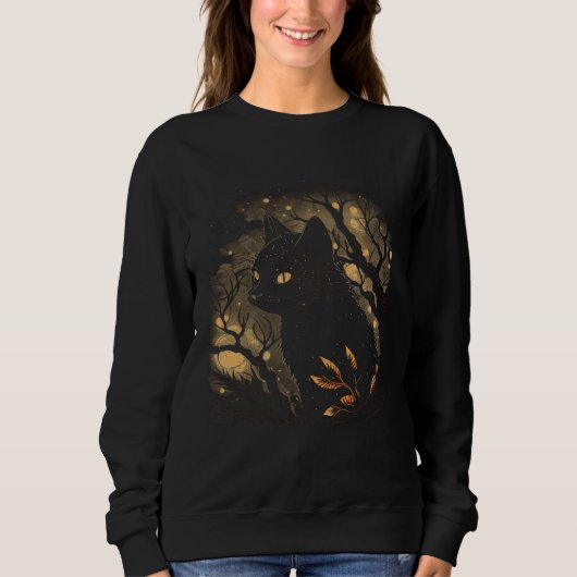Black Cat Forest Graphic Tees Men Women Boys Girls (Vorderseite)