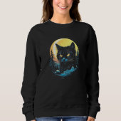 Black Cat Forest Moon Mystical Black Cat Sweatshirt (Vorderseite)