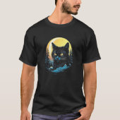 Black Cat Forest Moon Mystical Black Cat T-Shirt (Vorderseite)