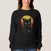 Black Cat Forest Moon Mystical Cat Sweatshirt (Vorderseite)