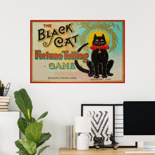 Black Cat Fortune Telling Game Poster (Heimbüro)