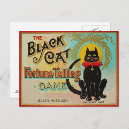 Black Cat Fortune Telling Game Postkarte (Vorne/Hinten)