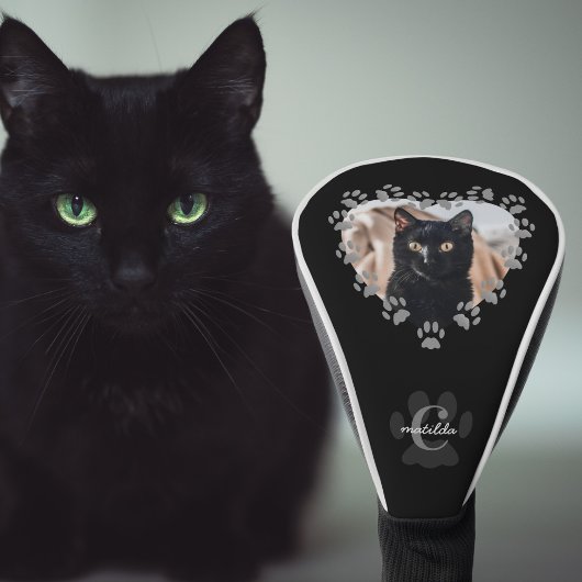 Black Cat Foto Paw Print Heft Golf Head Cover Headcover
