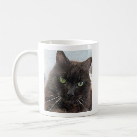 Black Cat Foto Personalisiert Name Kaffeetasse (Links)
