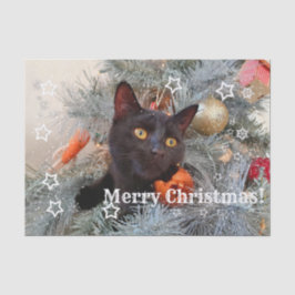 Black Cat Frohe Weihnachten, Decoupage Seidenpapier