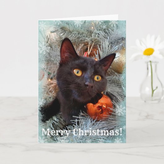 Black Cat Frohe Weihnachten Karte (Kleine Pflanze)