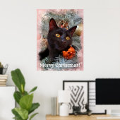 Black Cat Frohe Weihnachten Poster (Heimbüro)