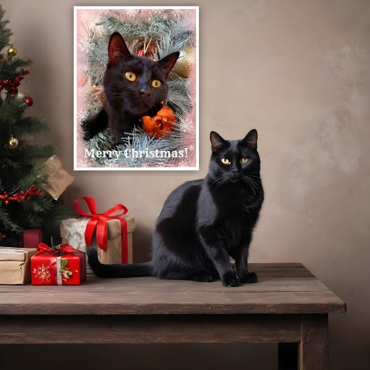 Black Cat Frohe Weihnachten Poster