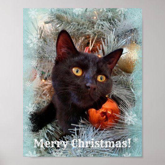 Black Cat Frohe Weihnachten Poster (Vorne)