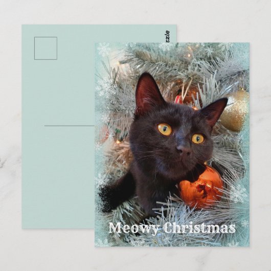 Black Cat Frohe Weihnachten Postkarte (Vorne/Hinten)