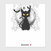 Black Cat Full Moon Bats & Starnight Halloween Aufkleber (Blatt)