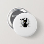 Black Cat Full Moon Bats & Starnight Halloween Button (Vorne & Hinten)