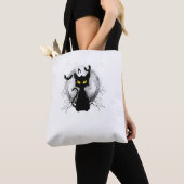 Black Cat Full Moon Bats & Starnight Halloween Tasche (Von Nahem)