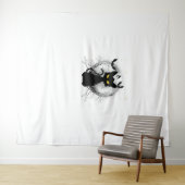 Black Cat Full Moon Bats & Starnight Halloween Wandteppich (Beispiel (Horizontal))