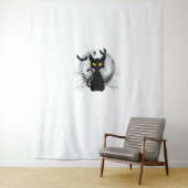 Black Cat Full Moon Bats & Starnight Halloween Wandteppich (Beispiel)
