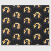 Black Cat Full Moon Celestial Black Halloween Geschenkpapier (Flach)