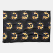 Black Cat Full Moon Celestial Black Halloween Geschirrtuch (Horizontal)