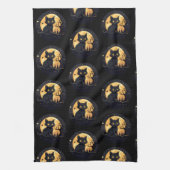 Black Cat Full Moon Celestial Black Halloween Geschirrtuch (Vertikal)